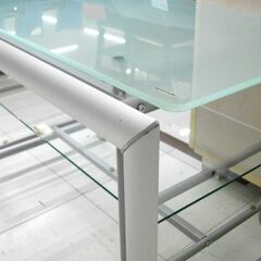 TVボード ガラス製 TV台 幅80x奥行40x高さ48.5cm TENPERD GLASS 棚板×1枚 苫小牧西店の画像