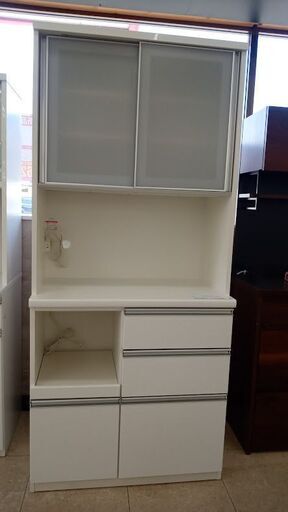 ★ジモティ割あり★ 株式会社松田家具 レンジボード 白 H198.5×D48.5×W89 クリーニング済み TJ7049