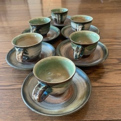 やちむん★コーヒーカップ＆ソーサー6客セット★松田共司★読谷山焼...