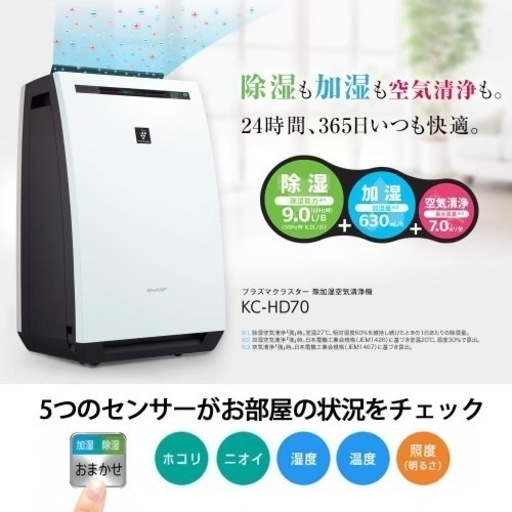 SHARP  除加湿空気清浄機 KC-HD70-W