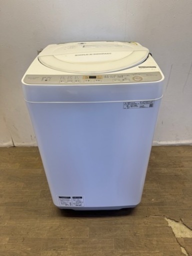 シャープ 全自動洗濯機 6kg 2019年 ES-GE6C ホワイト 縦型洗濯機