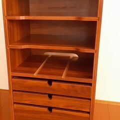 【中古】リビングワゴン　茶色　棚　収納　キャスター付き