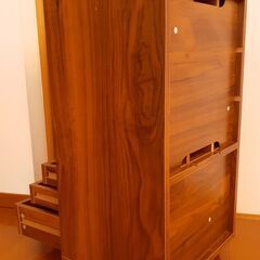 【中古】リビングワゴン　茶色　棚　収納　キャスター付きの画像