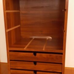 【中古】リビングワゴン　茶色　棚　収納　キャスター付きの画像