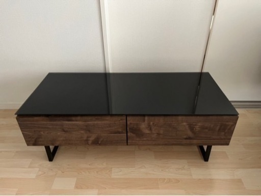 リビング　テーブル　ガラス天板　ブラック