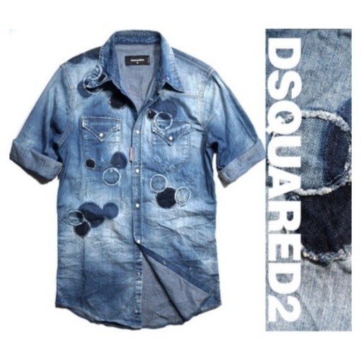 DSQUARED2ディースクエアード 15SS 七分袖デニムシャツ　メンズ　ファッション
