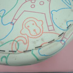 ② キッズスツール アニマル柄 直径27cm 高さ24cm 合皮 ホワイト 丸イス オットマン 札幌 西岡店の画像