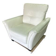 シングルソファ◇ホワイト◇合皮製◇リビングソファ◇高さ　84cm  横　82cm  奥行き85cmの画像