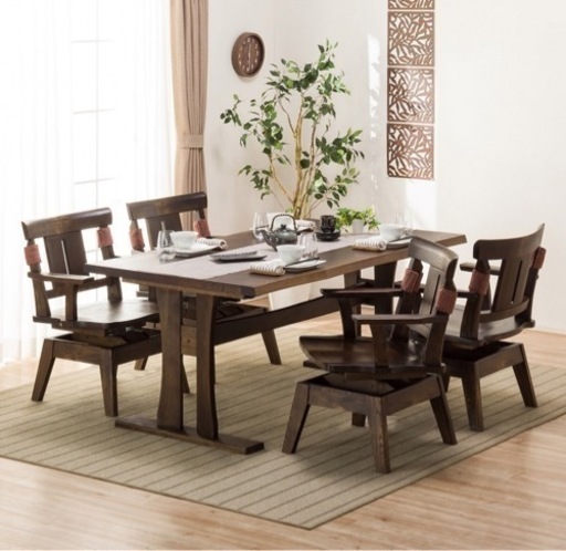 【受付終了】ニトリ　ダイニングテーブルセット　天然木