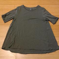 古着　ユニクロ　スーピマコットンTシャツ　オリーブ