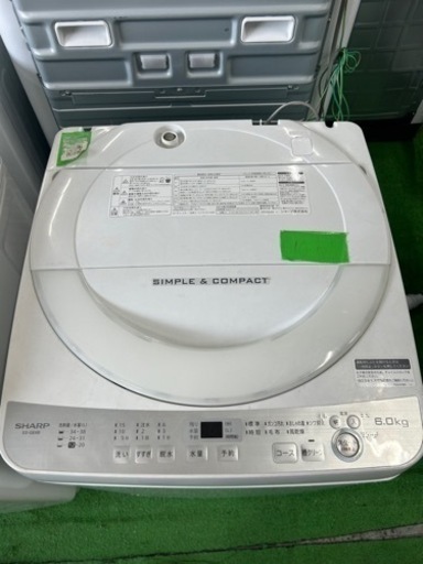 早い者勝ち大セール‼️‼️＋ご来店時、ガン×2お値引き‼️SHARP(シャープ) 2017年製 6.0kg 洗濯機