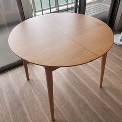 家具 ダイニングテーブル　円卓（ラウンド）　伸長式　