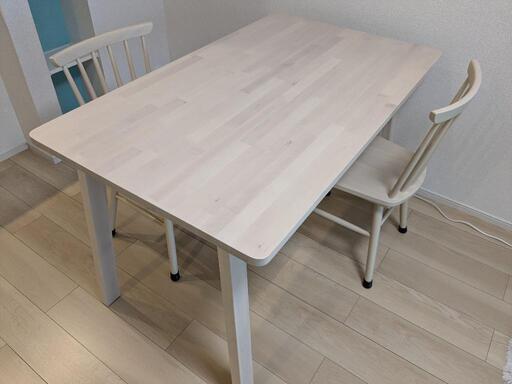 IKEA ダイニングテーブル 白 木製 NITORI イス