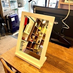 《売約済》【武蔵小山店】 鏡  姿見 ミラー　化粧台　メイク　スタンドミラー　卓上ミラー  角度調整可能　白物家具　の画像