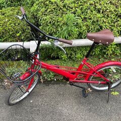 自転車　No.1478　レッド　20インチ　ミニベロ　カゴ付き　...