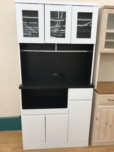 ★ジモティ割あり★  食器棚 ホワイト H183×W90×D41 クリーニング済み KJ5501