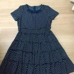 美品　水玉紺色　ワンピース　Mサイズ