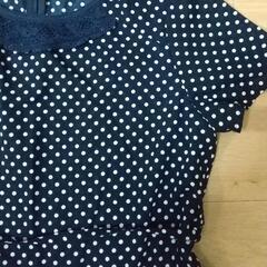 美品　水玉紺色　ワンピース　Mサイズの画像