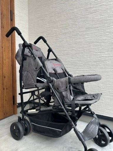 【美品】kinderwagon キンダーワゴン　DUOシティHOPⅡ 二人乗りベビーカー
