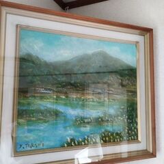真作 ｙ.TAKANO 作 肉筆サイン入り 油絵 清涼感のある癒...