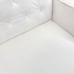 札幌 東区 美品 PEFEK ソファー 2人掛け 肘付き オットマン付き ホワイト ベルベット調生地 コンパクト 家具 リビング 子供部屋の画像