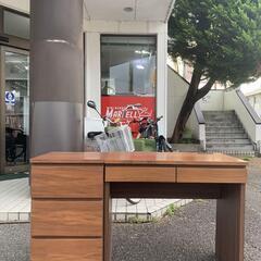 ウォルナット 引き出し付きデスク 3段チェスト付きの画像