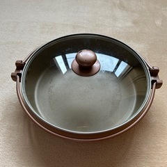 【引き取り決まりました】IH対応すき焼き鍋(箱、ガラス蓋セット)中古の画像