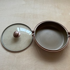 【引き取り決まりました】IH対応すき焼き鍋(箱、ガラス蓋セット)中古の画像