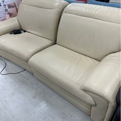 IDC電動リクライニングソファー総革ベージュ【トレファク堺福田店】