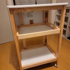 キッチンワゴン　折り畳みテーブルの画像