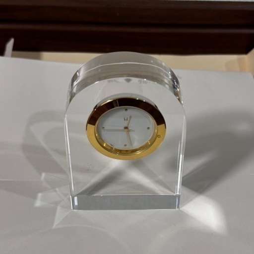 【ジャンク品】クリスタルガラス置き時計 家具 照明器具