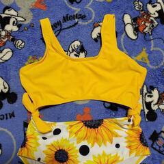 新品  120サイズ 水着  ひまわり 黄色 イエローの画像