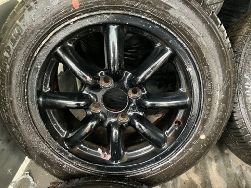ブラックレーシング！23年製！BR165/65R14★PCD100！4穴！タイヤほぼ新品！福岡！直接引き取り可能！