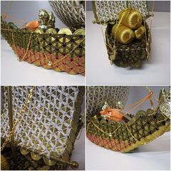 開運大宝船　手編み細工　縁起物    五円玉　5円玉　5円硬貨の画像