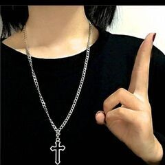 ≒j→→→m3-1★シルエット十字架クロス喜平チェーン プラチナ...