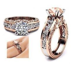 ≒▼j→→→m3-1 ピンクゴールド仕上げ/大粒ダイヤモンドＣＺブリリアントデザインリングの画像