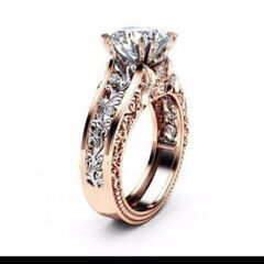 ≒▼j→→→m3-1 ピンクゴールド仕上げ/大粒ダイヤモンドＣＺブリリアントデザインリングの画像