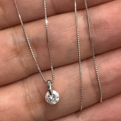 Pt850 pt900 ダイヤ　ネックレス　0.402ct 2.1g 1P ダイヤ