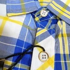 新品タグ付き✨メンズ　シャツ　服　男性　チェック　青　黄　の画像