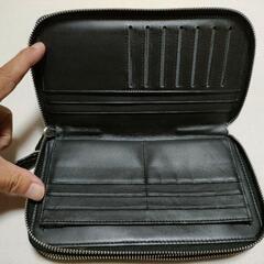 未使用品 クロコダイル シルバーラウンドWファスナー長財布 大型 黒