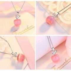 ▼j→→→m3-1-ピンクストーンアップルペンダントネックレスの画像