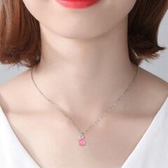▼➀j→→→m3-1--ピンクストーンアップルペンダントネックレスの画像