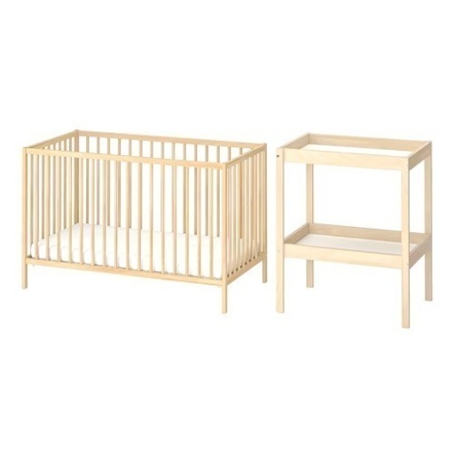 IKEAベビーベッド、オムツ台、マットレスなどセット【定価総額２万円越え】