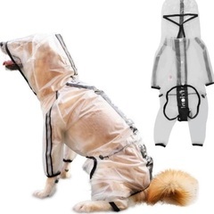 ❤️愛犬家も大絶賛❤️犬用レインコート M 反射テープ 帽子付き 着脱簡単 耐久性の画像