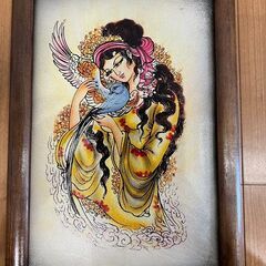 ペルシャ絵画 イスラム美術 レザーペイント 壁掛インテリアの画像