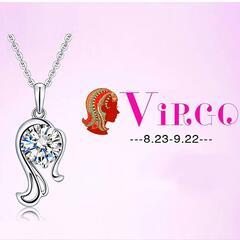 j→→→m31-1★おとめ座8-9月ダイヤモンド星座ヴァルゴ プラチナ仕上925シルバーネックレス誕生日プレゼント旅行連休ギフト国内発送の画像