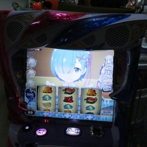 パチスロ実機 Reゼロから始める異世界生活 エミリアパネル リゼロ  コイン不要機付き スロット機|江別市のリサイクルショップドロップ