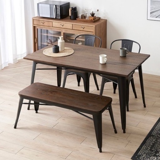 【LOWYA 】ダイニングテーブル4人掛け(4点セット)