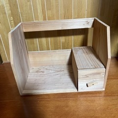 木製本棚 手作り 引き出し付き 大きめサイズ