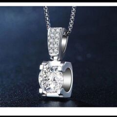 ≒j→→→m10-19-ブリリアントカット大粒ダイヤモンドＣＺスクエアラウンドパヴェペンダントネックレスの画像